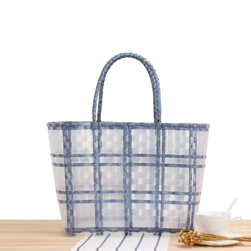 Shopper mit transparentem Fenster und geflochtenen Griffen Skanto