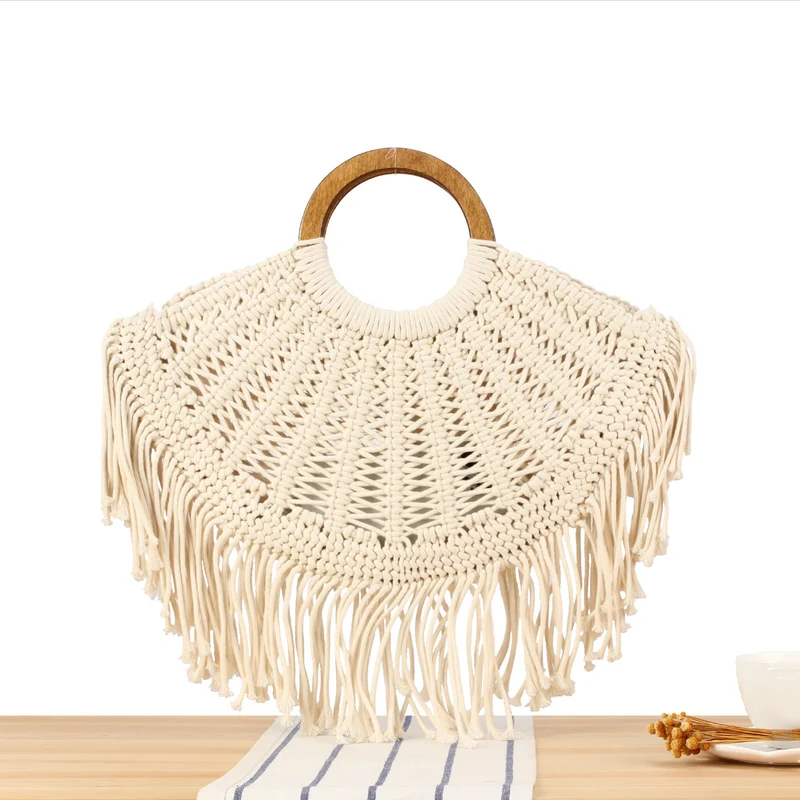 Handtasche mit gefranstem Makramee-Design Skanto