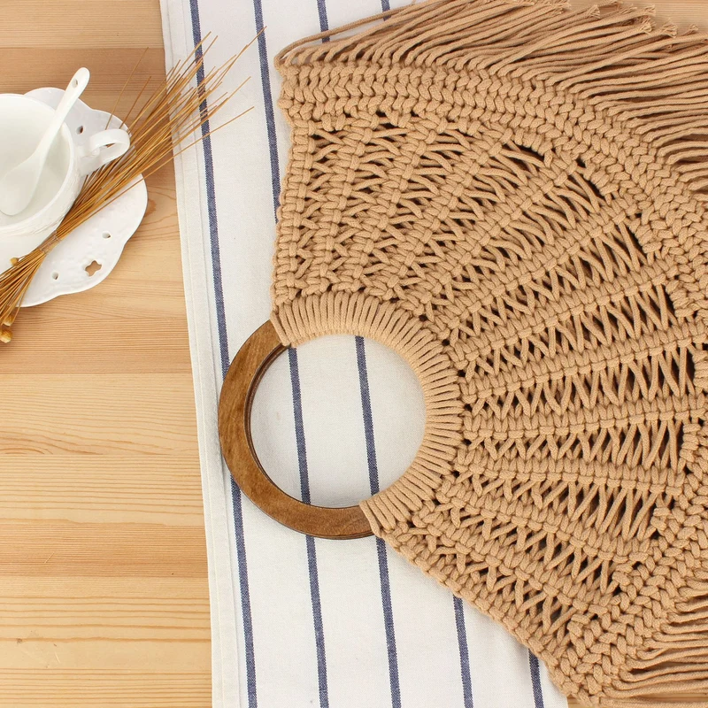 Handtasche mit gefranstem Makramee-Design Skanto