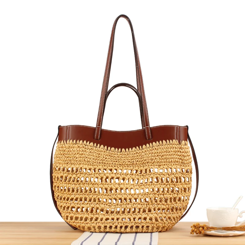 Handtasche mit feinem Geflecht und hochwertigen Lederakzenten Skanto