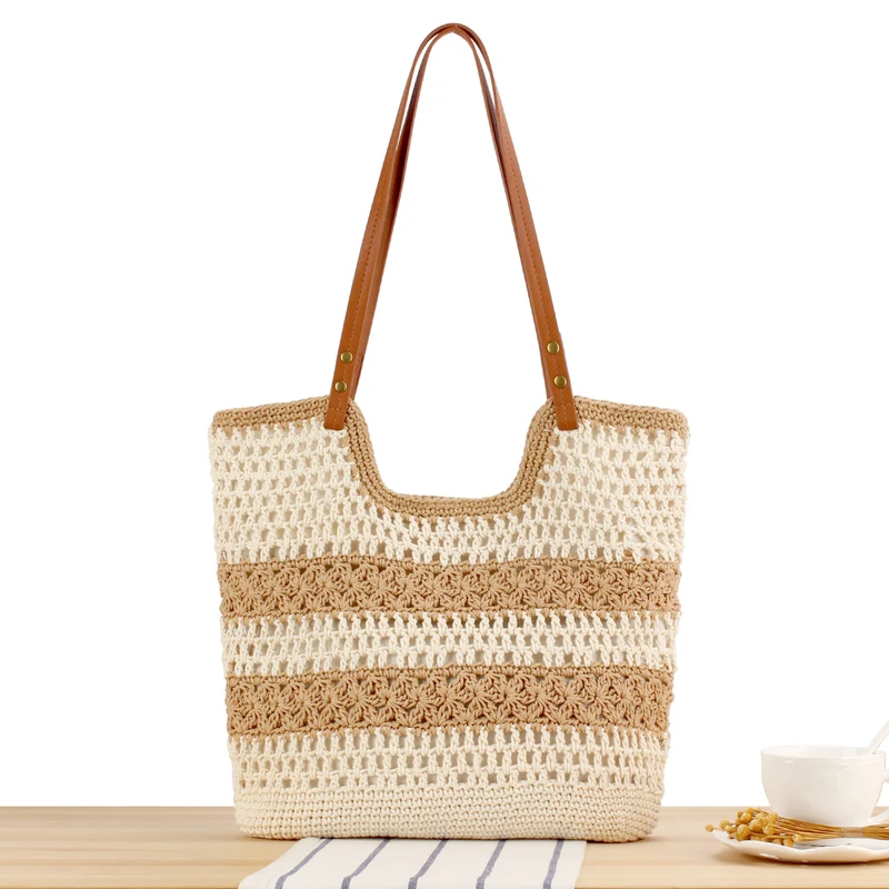Geflochtene Makramee-Handtasche mit robusten Lederriemen Skanto