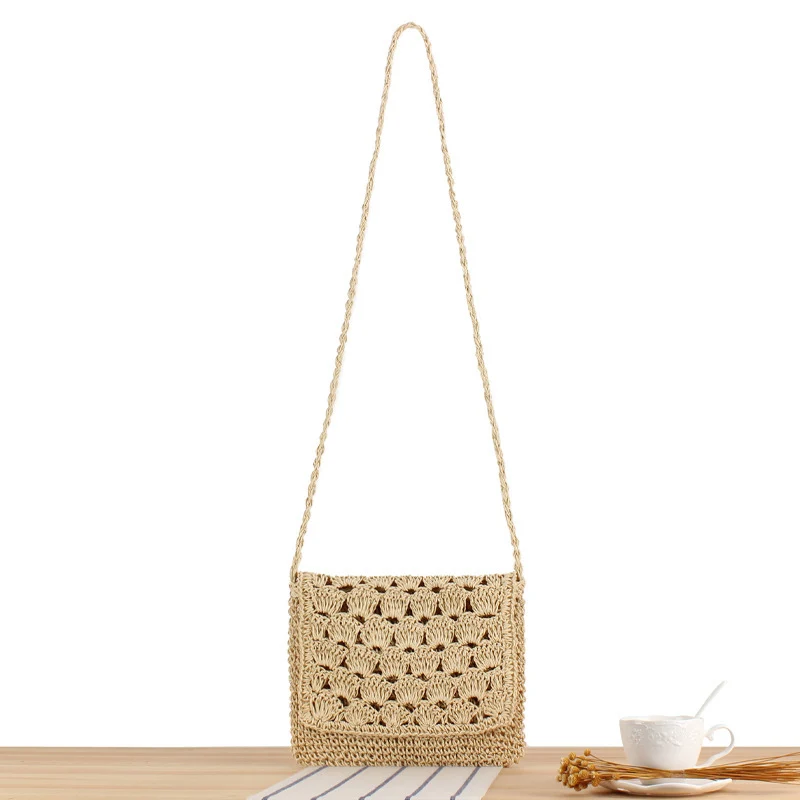 Handgeknüpfte Crossover-Tasche im modernen Korbflecht-Design Skanto