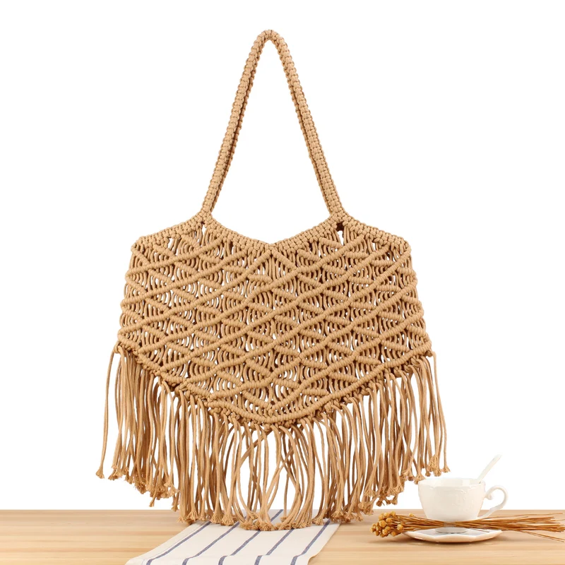 Makramee-Tote Bag mit Fransenrändern Skanto