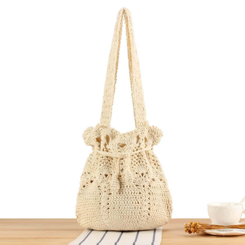 Makramee-Shopper-Tasche mit dekorativem Kordelzug Skanto