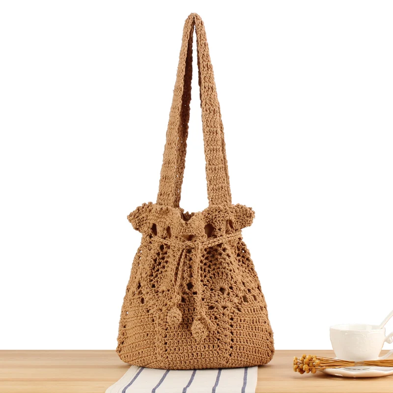 Makramee-Shopper-Tasche mit dekorativem Kordelzug Skanto