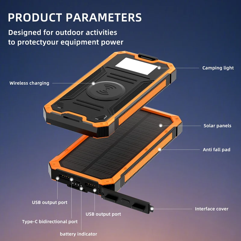 Robuste Powerbank mit kabelloser Ladefunktion Skanto
