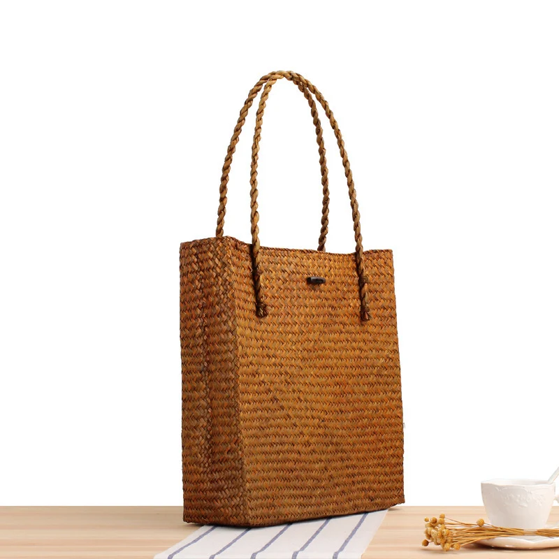 Handgeknüpfte Tragetasche im Naturgeflecht Skanto