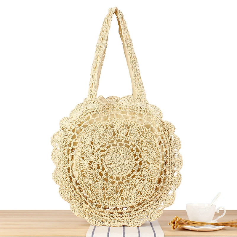 Handgeknüpfte Strandtasche mit künstlerischem Runddesign Skanto