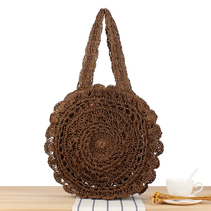 Handgeknüpfte Strandtasche mit künstlerischem Runddesign Skanto