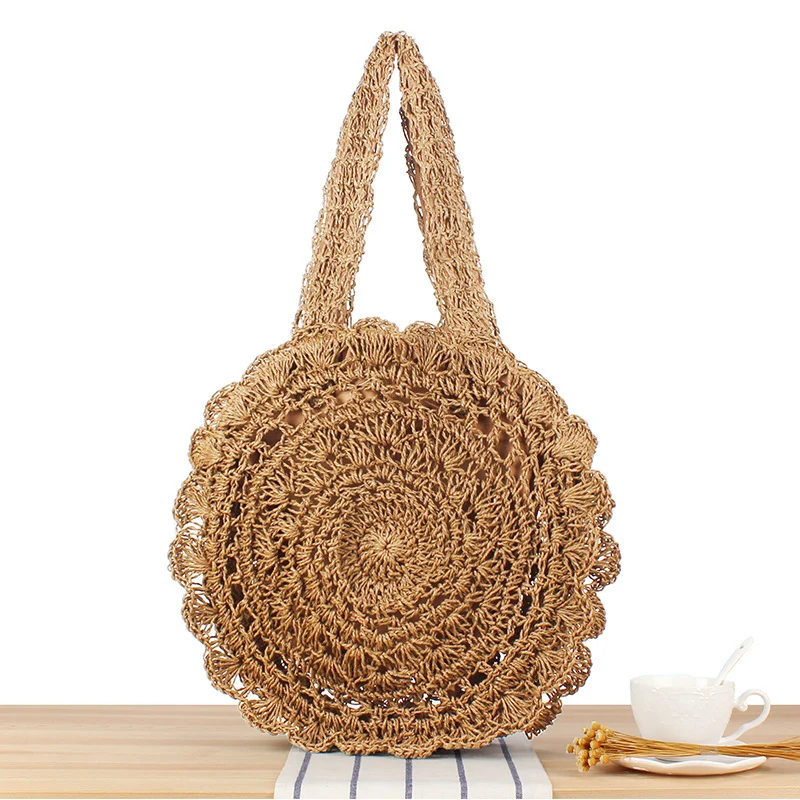 Handgeknüpfte Strandtasche mit künstlerischem Runddesign Skanto