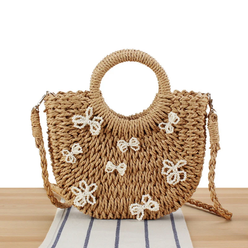Strohtasche mit Blumendesign Skanto
