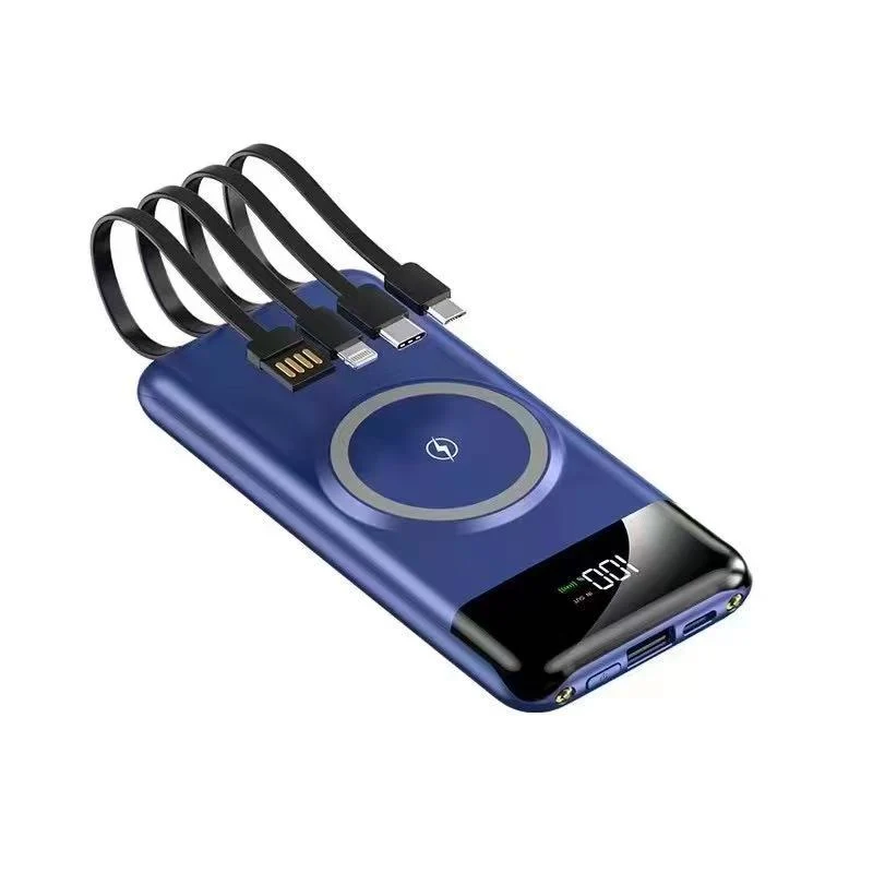 Tragbare Powerbank mit kabellosem Laden und Multifunktionskabel Skanto