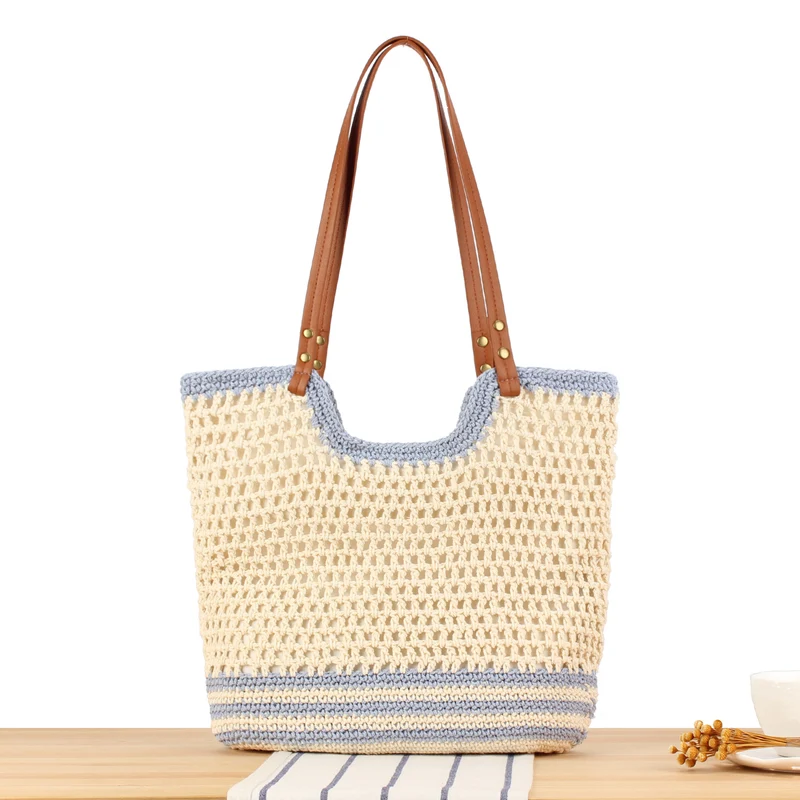 Elegante handgefertigte Korbtasche mit breitem Lederriemen Skanto