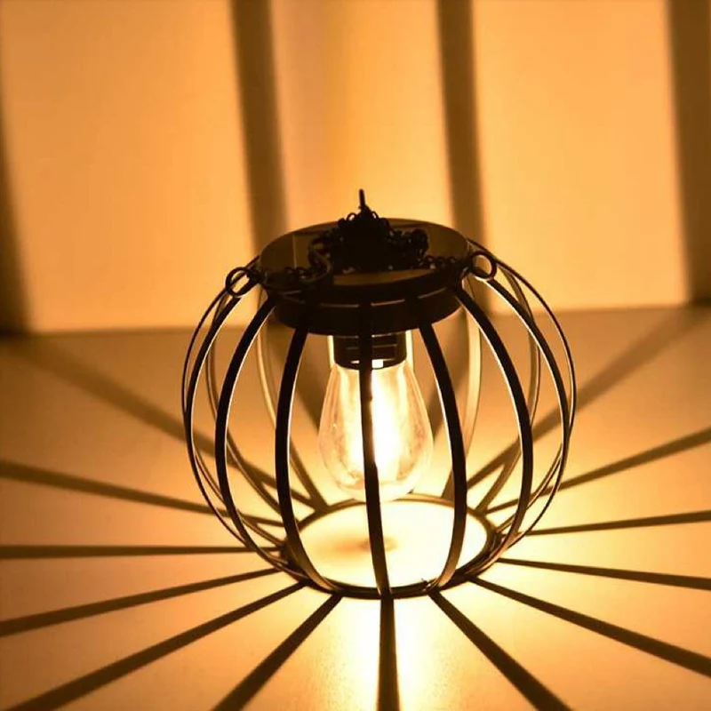 Vintage-Hängemetalllaterne mit Edison-Glühbirnenkäfig und verstellbarer Kette Skanto