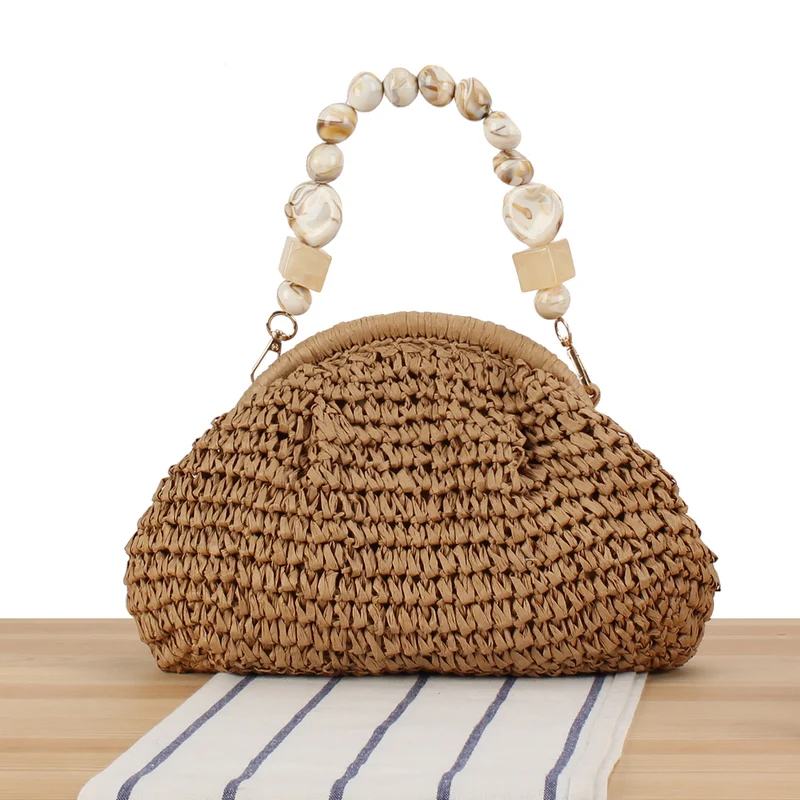 Stylische Handtasche mit buntem Perlenhenkel Skanto