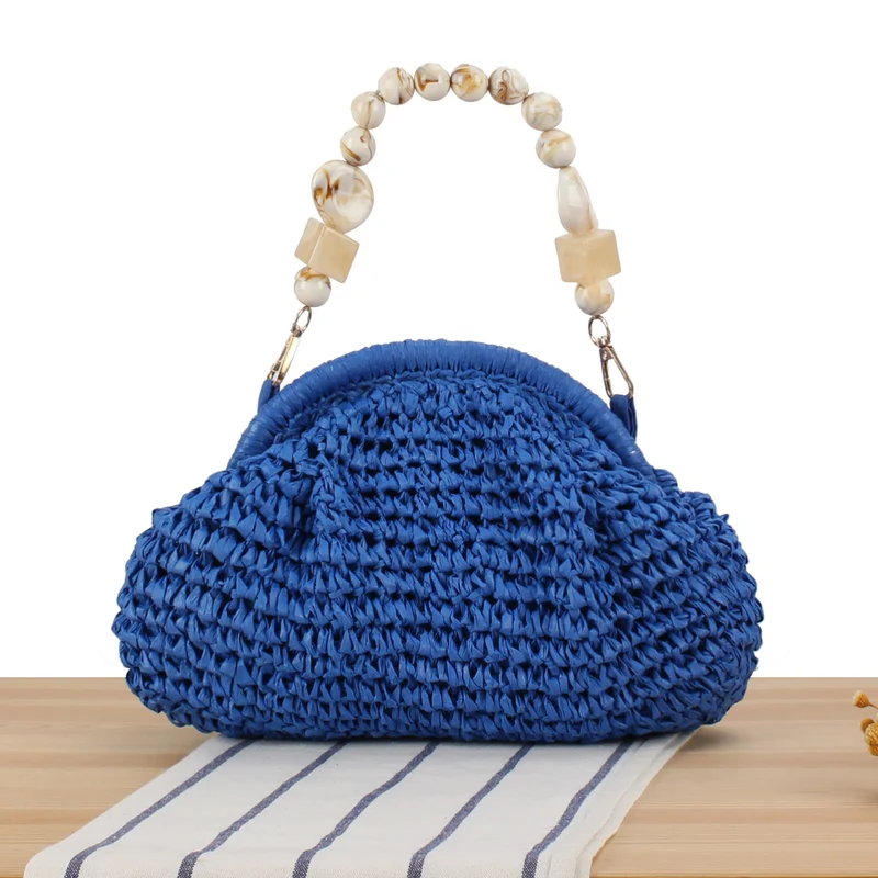 Stylische Handtasche mit buntem Perlenhenkel Skanto