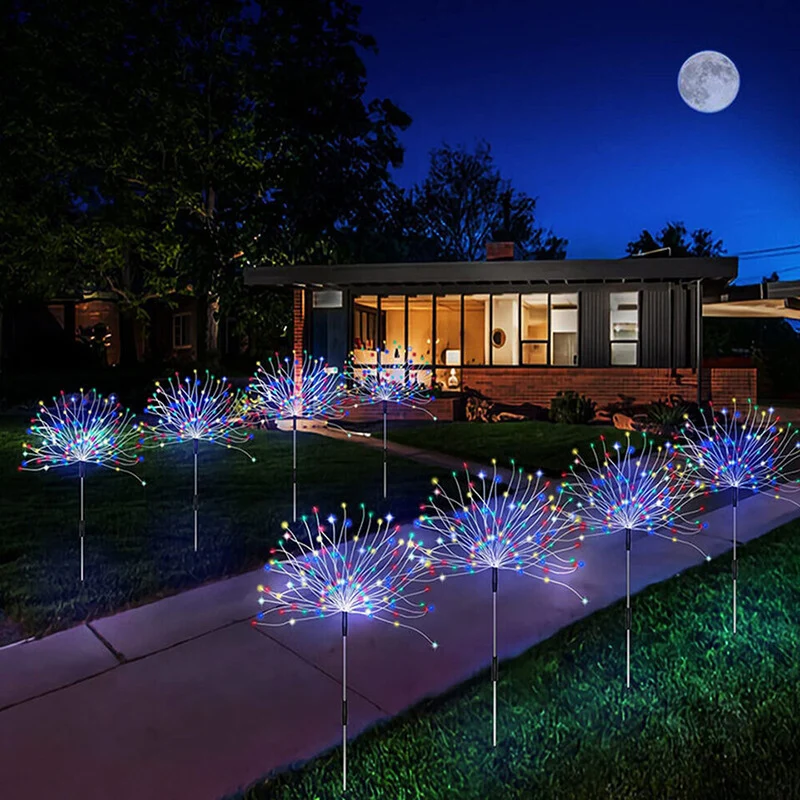 Skanto Solar LED Feuerwerk-Gartensteckerleuchten mit funktionalem Spritzdesign Skanto