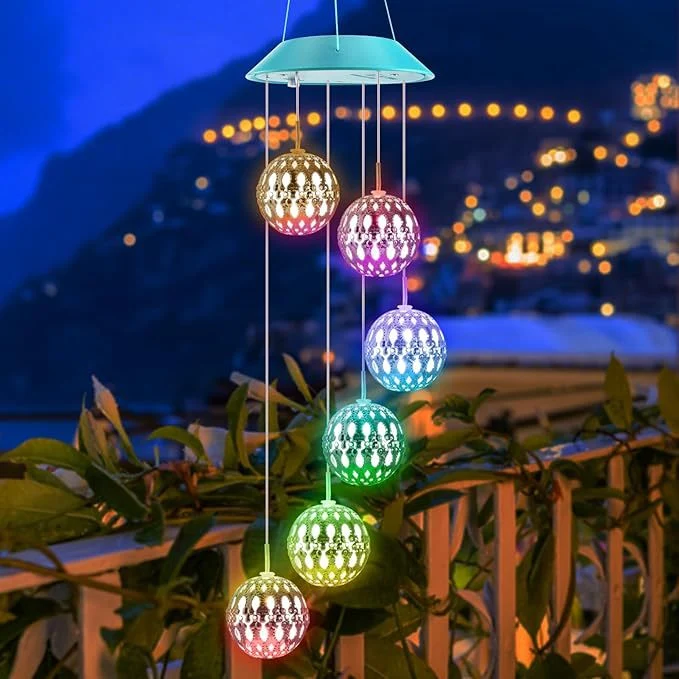 Solarbetriebenes hängendes Kolibri-LED-Windspiel mit farbwechselnden RGB-Acrylvögeln und wetterfestem Oberteil Skanto