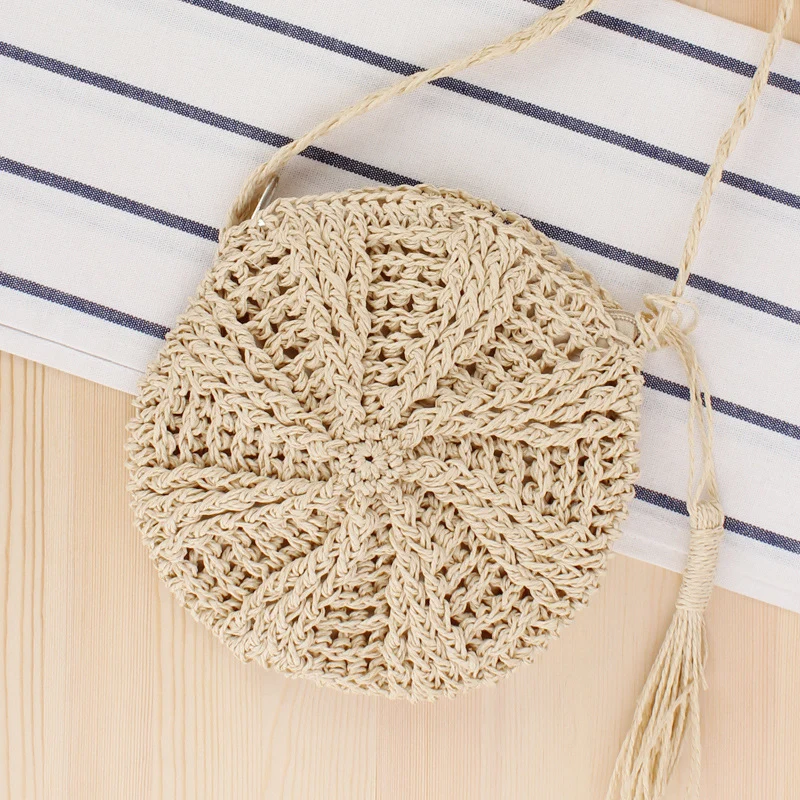 Handtasche aus handgeknüpftem Naturmaterial mit Fransen-Detail Skanto