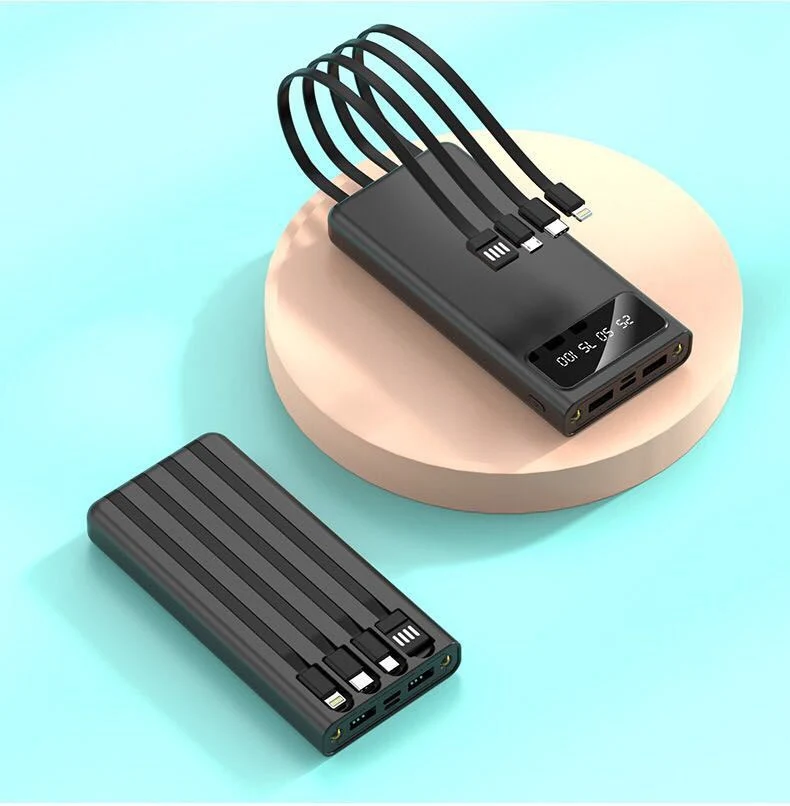 Powerbank mit integriertem Multi-Ladekabel und LCD-Bildschirm Skanto