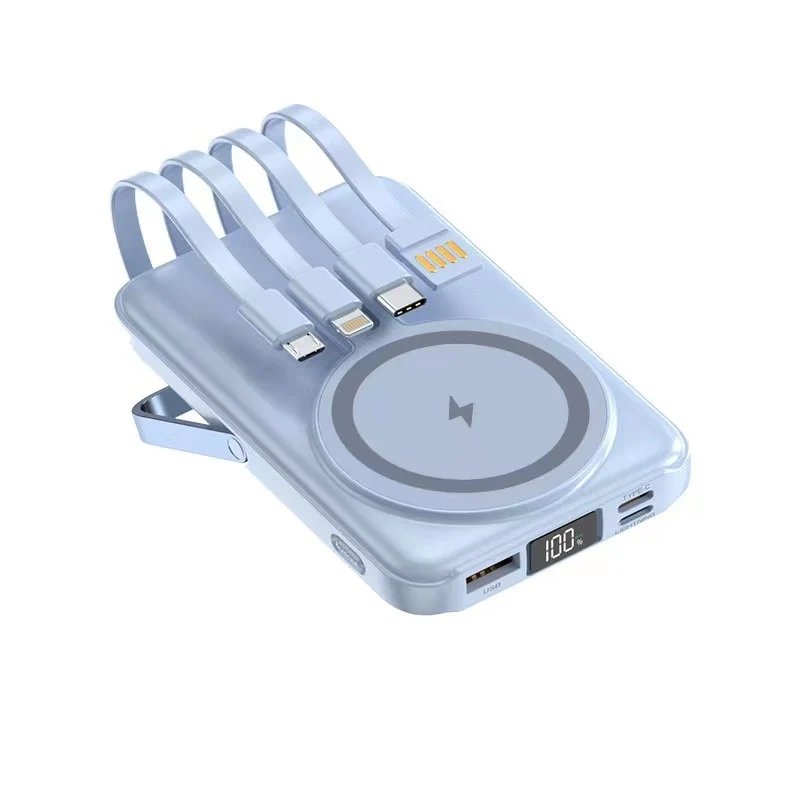 Powerbank mit integrierter kabelloser Ladestation und multifunktionalen Anschlüssen Skanto