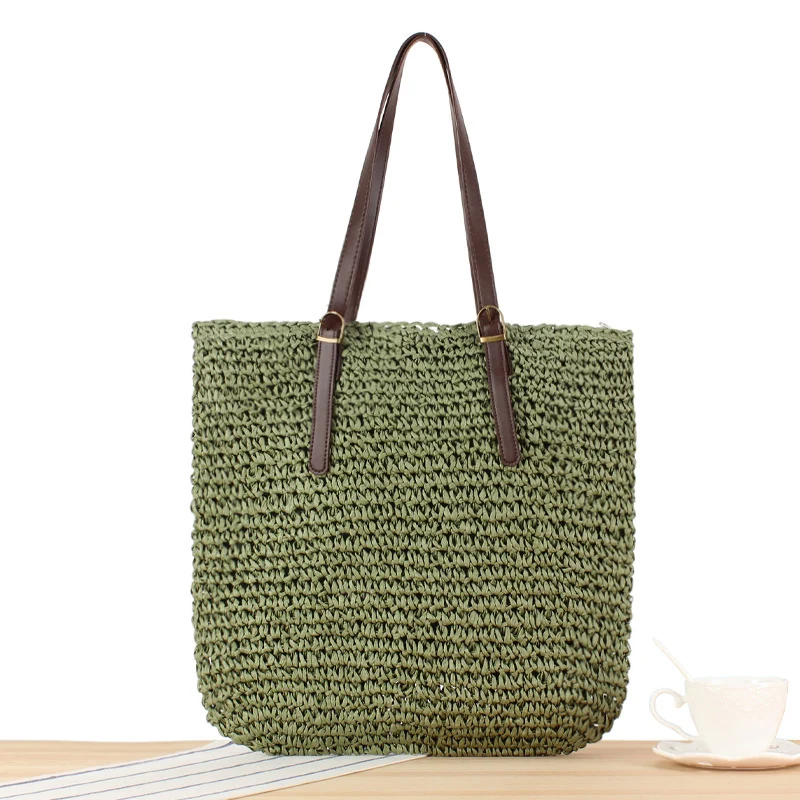 Handtasche aus handgefertigtem Naturmaterial mit robusten Ledergriffen Skanto