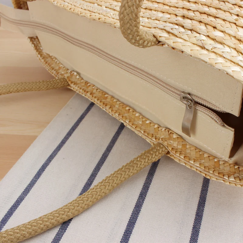 Handgemachte Strohtasche mit langen Griffen Skanto
