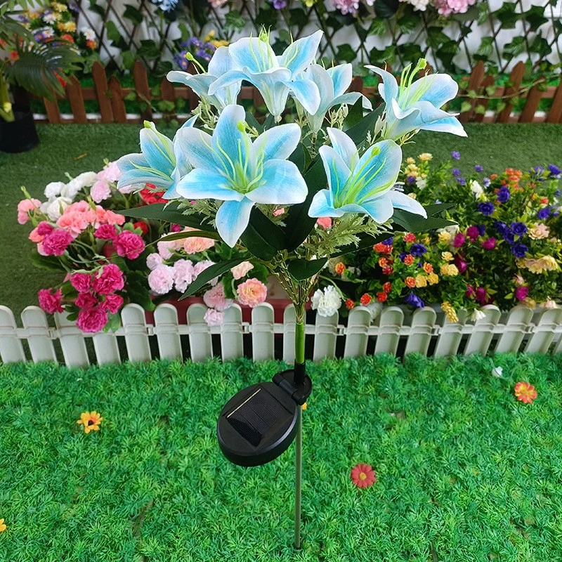Solarbetriebene künstliche Lilien-Gartensteckerleuchten mit warmer LED-Lichterkette Skanto