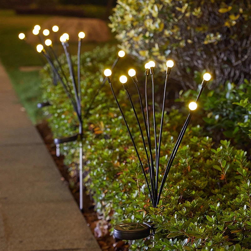 Skanto Solar LED Löwenzahn Gartensteckerleuchten mit flexiblen Multi-Kopf-Stielen und integriertem Solarpanel Skanto