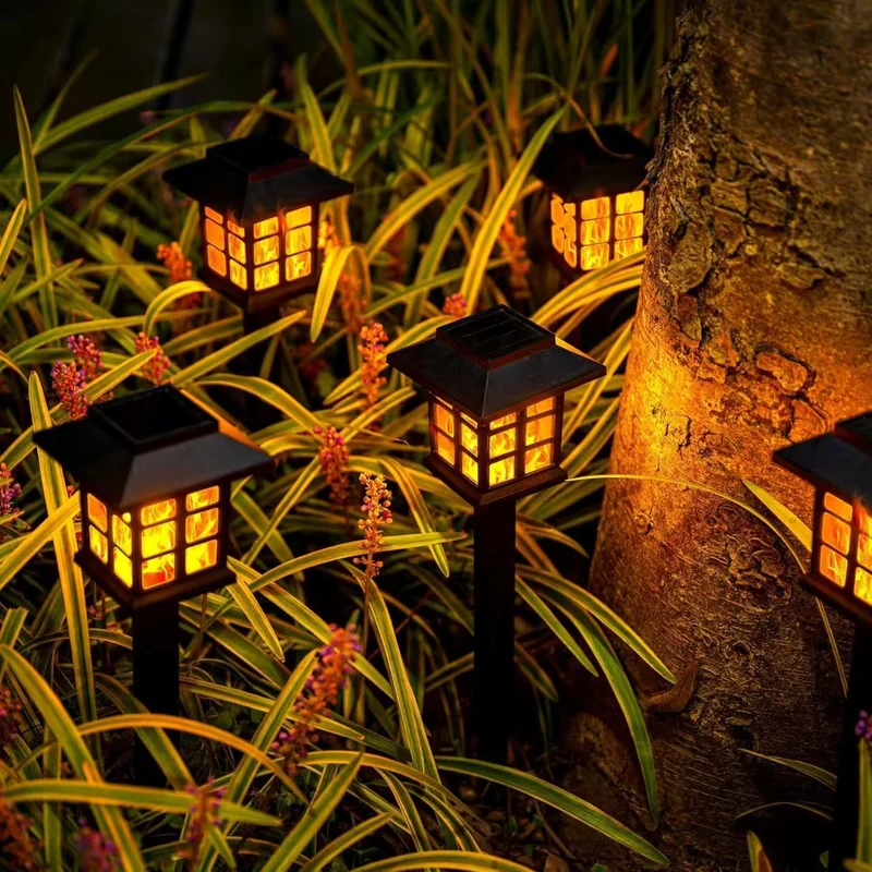 Skanto Solar-Flammeneffekt-Gartenstecker-Laternen mit wetterfestem ABS-Gehäuse und warmem LED-Glühen Skanto