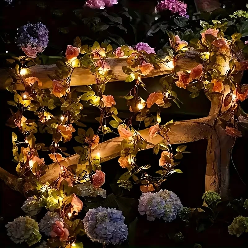 Romantische Rosenranken-LED-Girlande mit Mikro-Lichtern und wetterfestem flexiblem Stiel Skanto