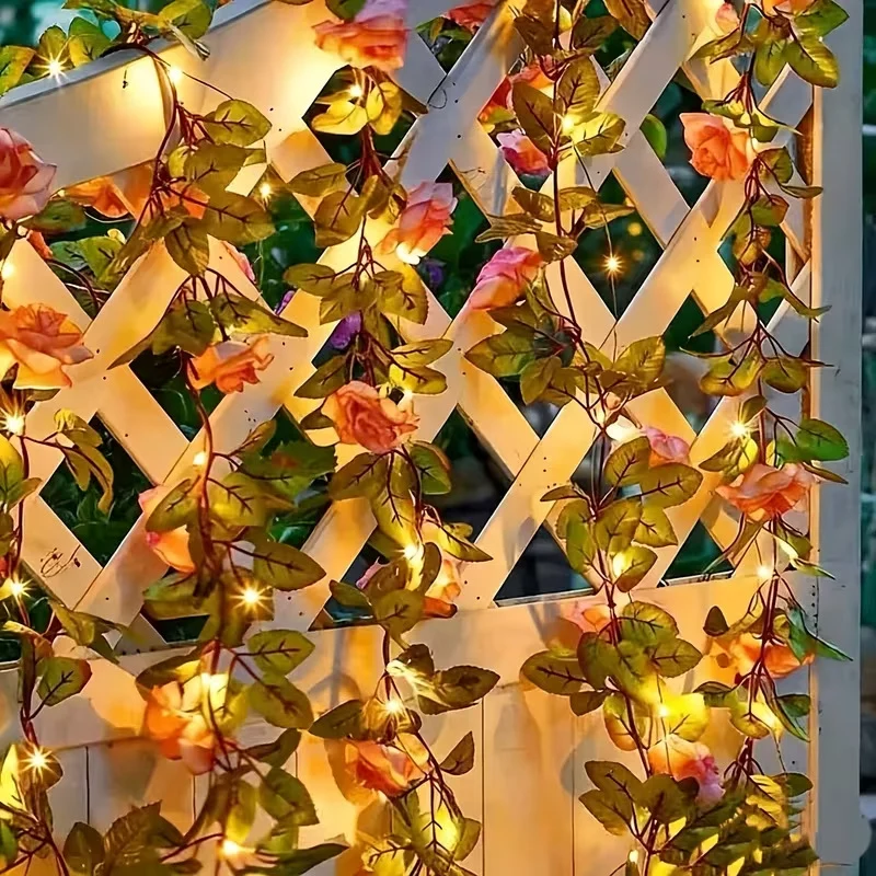 Romantische Rosenranken-LED-Girlande mit Mikro-Lichtern und wetterfestem flexiblem Stiel Skanto
