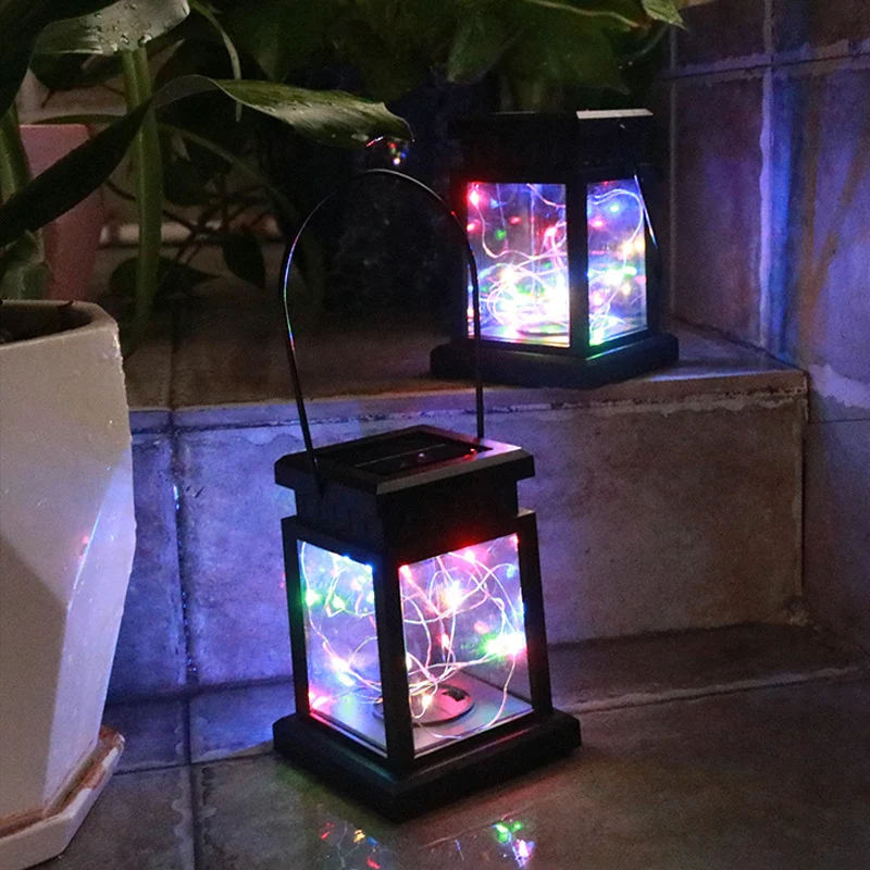 Rustikale hängende Solarlaterne mit flackerndem LED-Licht und wasserdichten Glasscheiben Skanto