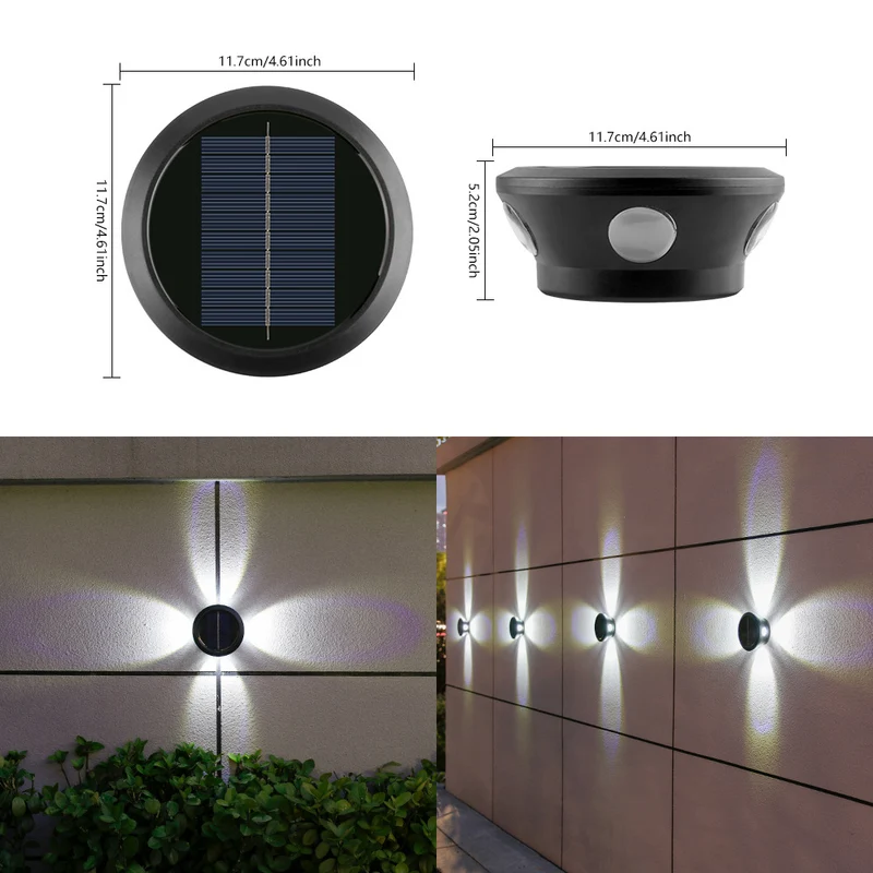 Skanto Runde Solar-Wandleuchte mit Quad-Beam LED, dekorative Außenwandlampe und wetterfestem Gehäuse Skanto
