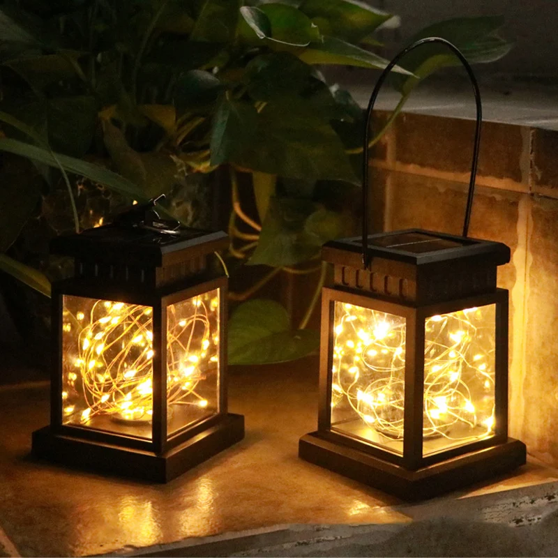 Outdoor Hänge-LED-Flammen-Glaslaterne Solar Skanto