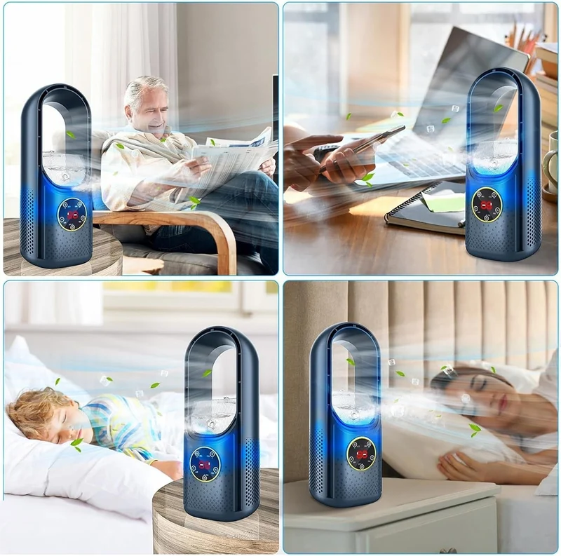 Blattlose tragbare Klimaanlage | Ultraschall, ergonomisches Design & ideal für Zuhause & Büro | Skanto