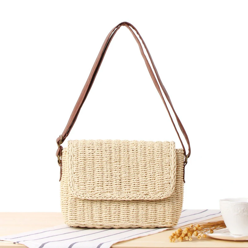 Handtasche aus geflochtenem Naturmaterial mit abnehmbarem Schultergurt Skanto