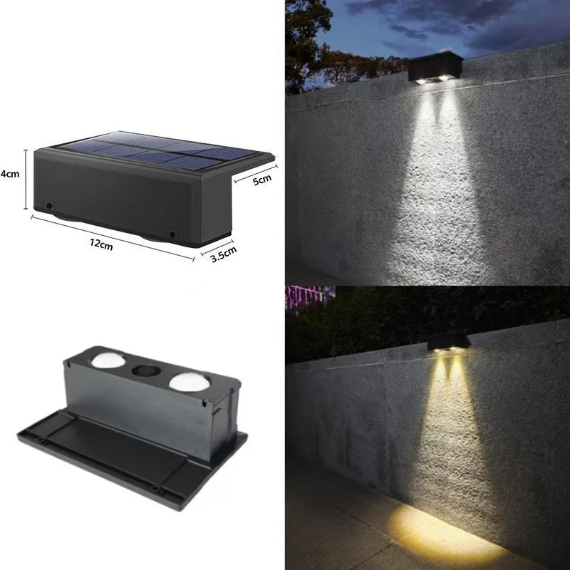 Outdoor Solar RGB Dual-Beam Wandleuchte mit integriertem Solarpanel und wetterfester Montagebasis Skanto