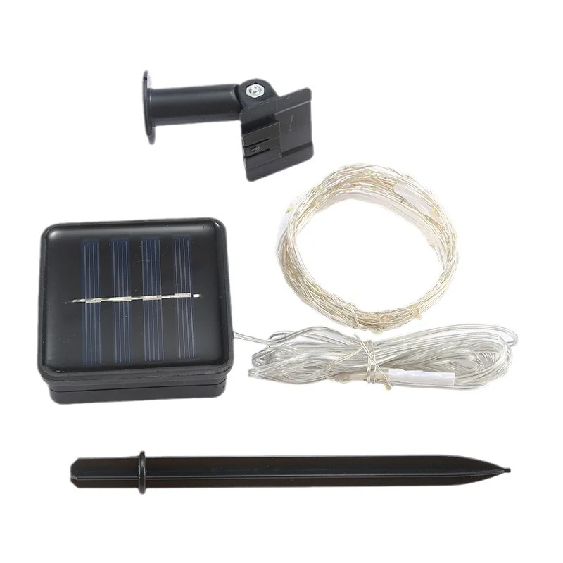 Outdoor Solar Kupferdraht-Lichterkette mit wiederaufladbarer Batteriebox und Erdspieß Skanto