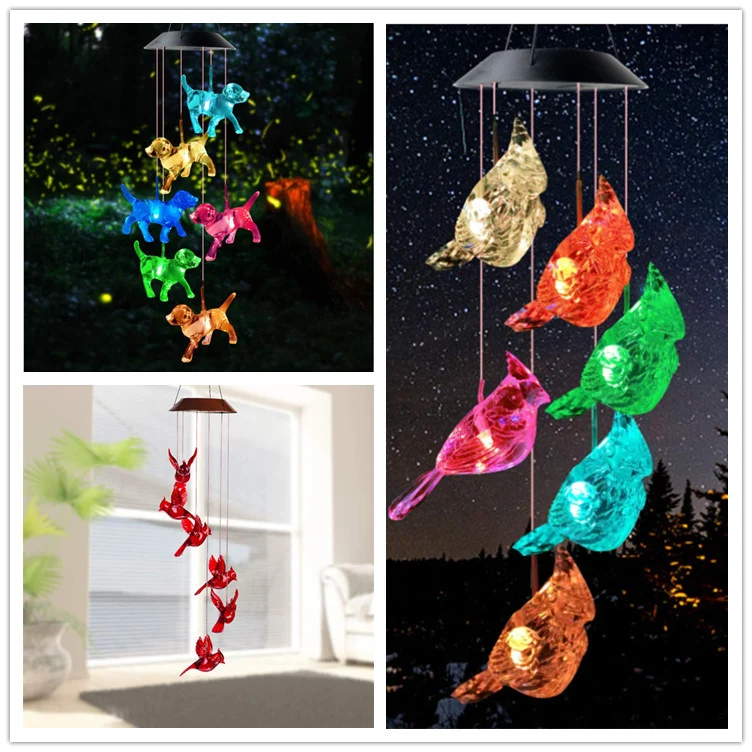 LED-Solar-Schmetterlings-Windspiel Garten-Hängeleuchte Skanto