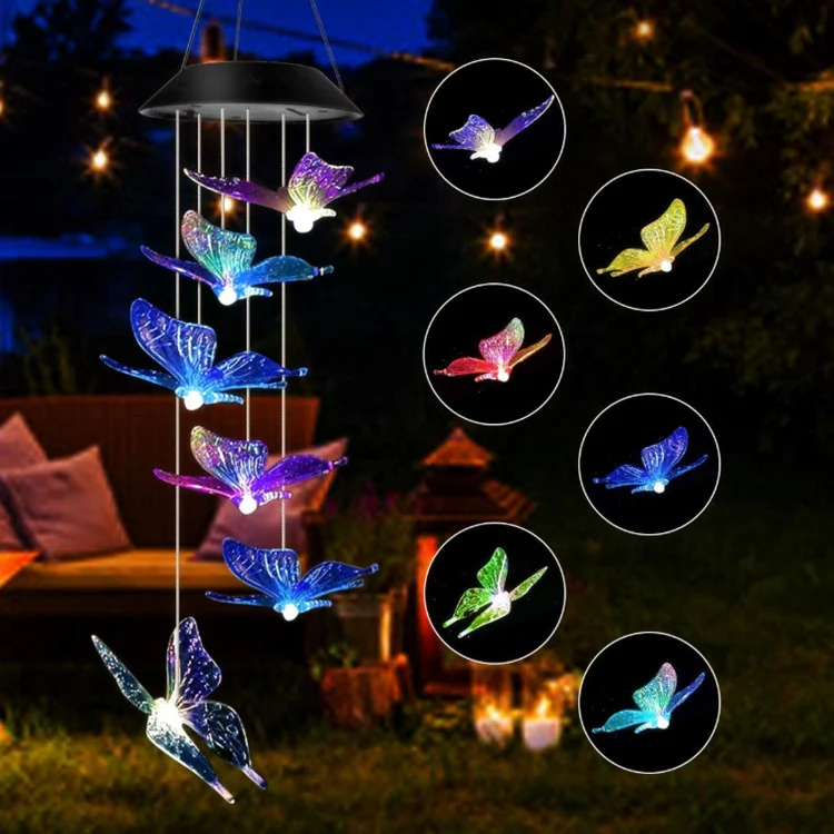 LED-Solar-Schmetterlings-Windspiel Garten-Hängeleuchte Skanto