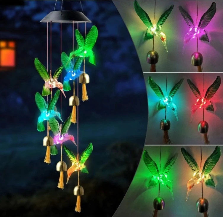 LED-Solar-Schmetterlings-Windspiel Garten-Hängeleuchte Skanto