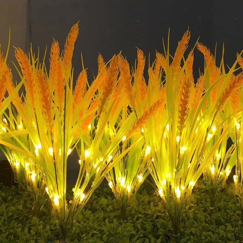 LED-beleuchtete realistische Weizengras-Gartensteckerleuchten dekorative Landschaftscluster Skanto
