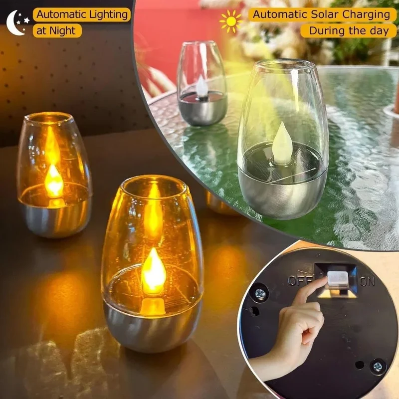 LED-Flammenlose Glas-Votivlaterne von Skanto mit realistischem Flackereffekt und Metallsockel Skanto