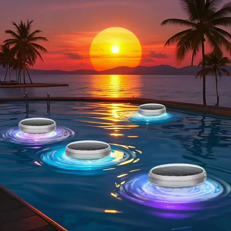 Schwimmende Solar-RGB-Poolleuchte mit wasserdichtem LED-Ring und Dämmerungssensor Skanto