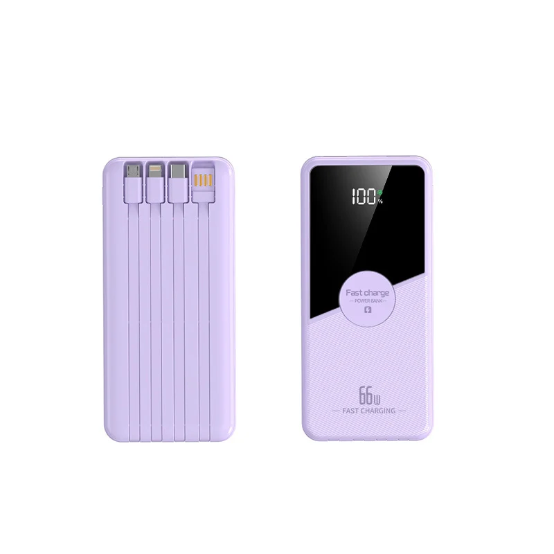 Tragbare Powerbank mit integrierten Kabeln und Schnellladefunktion Skanto