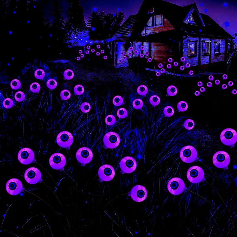 Leuchtende Augapfel-Gartenstecker-Set mit Solar-LED und flexiblen Stielen Skanto