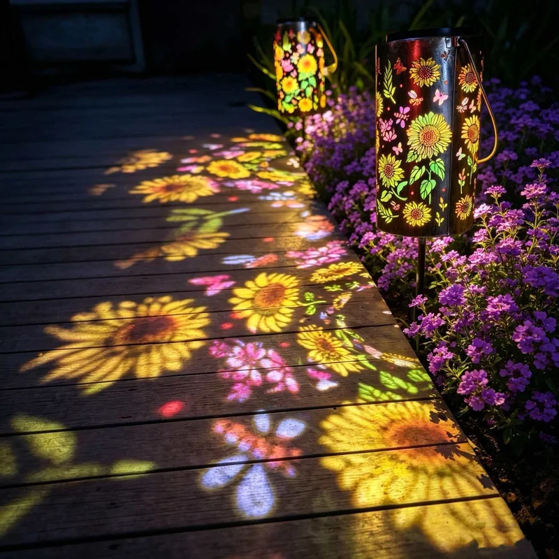 Dekorativer Solar-Gartenstecker mit Sonnenblumen-Projektion Skanto