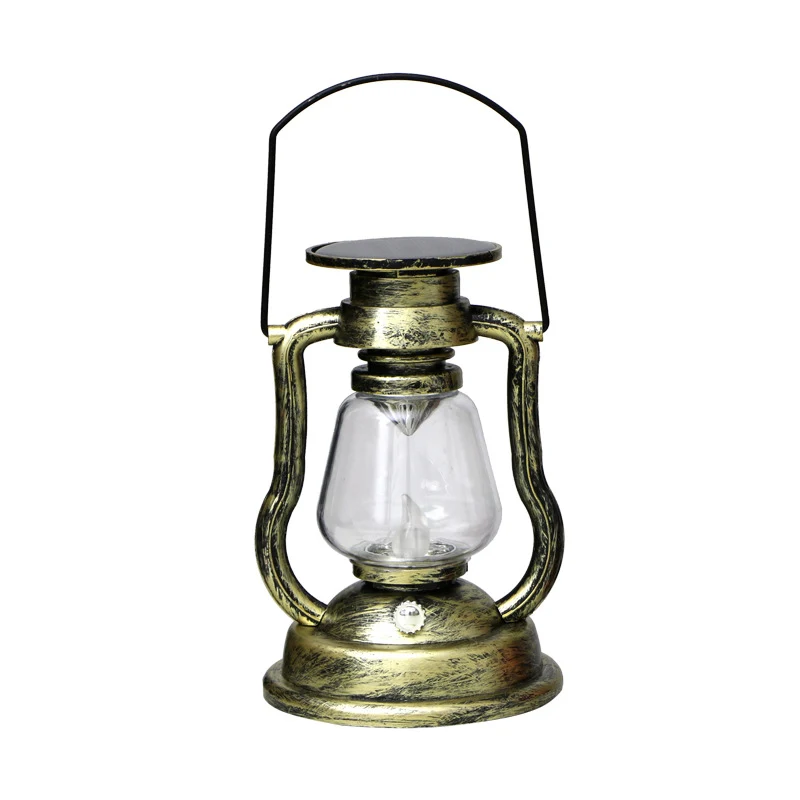 Solar-LED-Sturmlaterne im Vintage-Stil mit Glaszylinder und Metallgriff Skanto