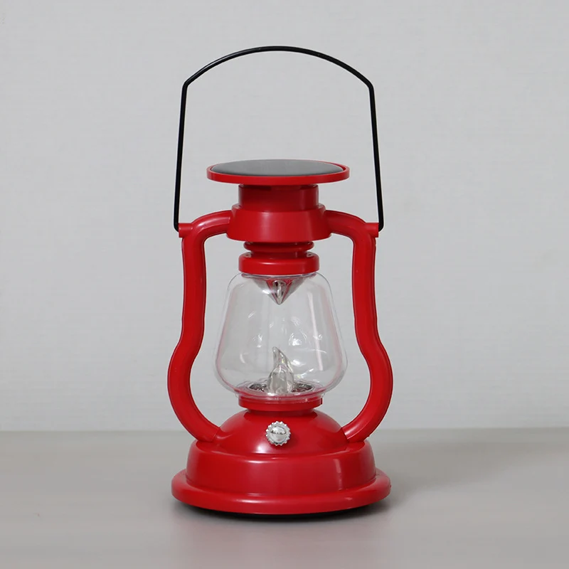 Solar-LED-Sturmlaterne im Vintage-Stil mit Glaszylinder und Metallgriff Skanto